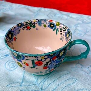 New Anthropologie Glazed flower Mug